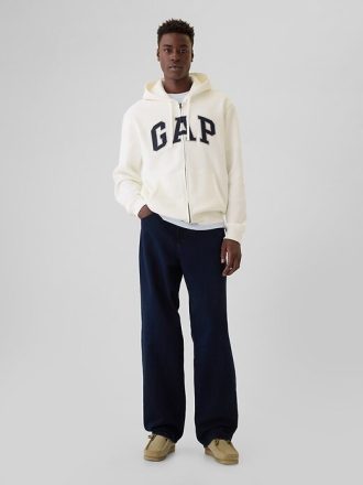 Felpa con cappuccio e zip intera con logo VintageSoft Arch per adulti