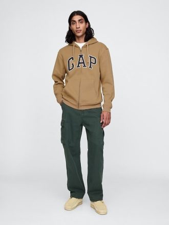 Felpa con cappuccio e zip intera con logo VintageSoft Arch per adulti