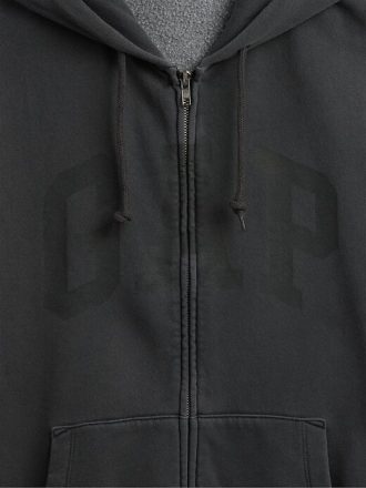 Felpa con cappuccio e zip intera con logo VintageSoft Arch per adulti