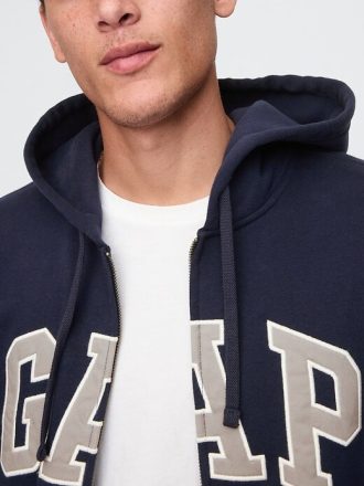 Felpa con cappuccio e zip intera con logo VintageSoft Arch per adulti