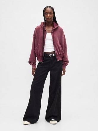 Felpa con cappuccio e zip intera VintageSoft Wedge