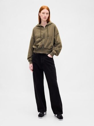 Felpa con cappuccio e zip intera VintageSoft Wedge