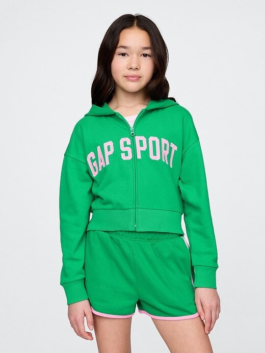 Felpa con cappuccio e zip VintageSoft Crop per bambini Felpa con cappuccio e zip VintageSoft Crop per bambini
