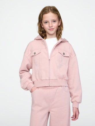 Felpa con cappuccio e zip VintageSoft Crop per bambini