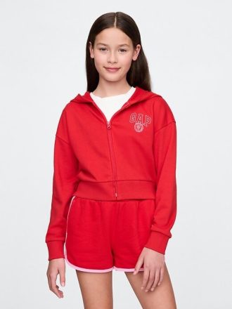 Felpa con cappuccio e zip VintageSoft Crop per bambini