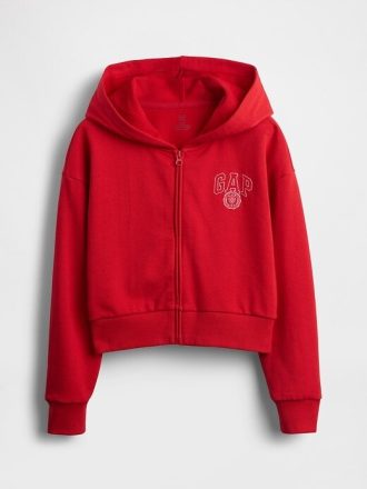 Felpa con cappuccio e zip VintageSoft Crop per bambini