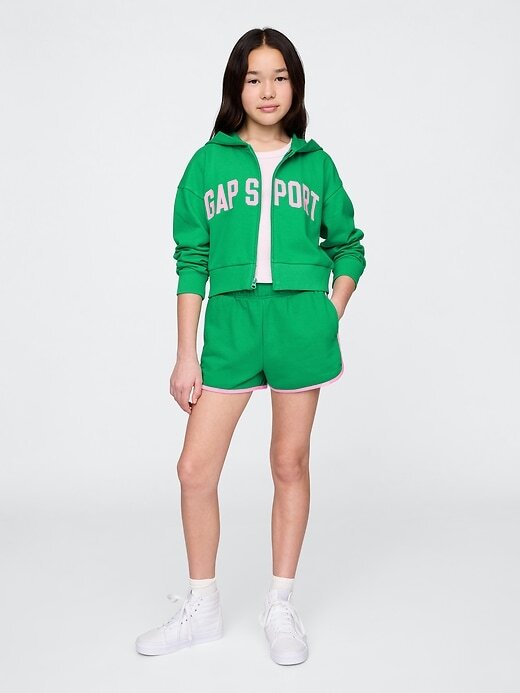 Felpa con cappuccio e zip VintageSoft Crop per bambini Felpa con cappuccio e zip VintageSoft Crop per bambini