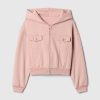 Felpa con cappuccio e zip VintageSoft Crop per bambini Felpa con cappuccio e zip VintageSoft Crop per bambini
