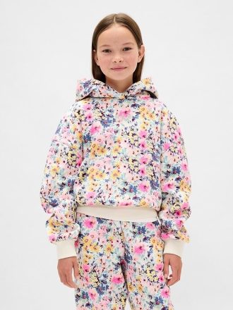 Felpa con cappuccio floreale rilassata VintageSoft per bambini