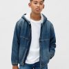 Felpa con cappuccio in denim con fodera in sherpa per bambini Felpa con cappuccio in denim con fodera in sherpa per bambini