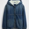 Felpa con cappuccio in denim con fodera in sherpa per bambini Felpa con cappuccio in denim con fodera in sherpa per bambini