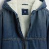 Felpa con cappuccio in denim con fodera in sherpa per bambini Felpa con cappuccio in denim con fodera in sherpa per bambini