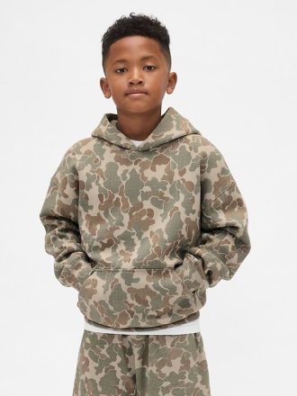 Felpa con cappuccio mimetica rilassata VintageSoft per bambini