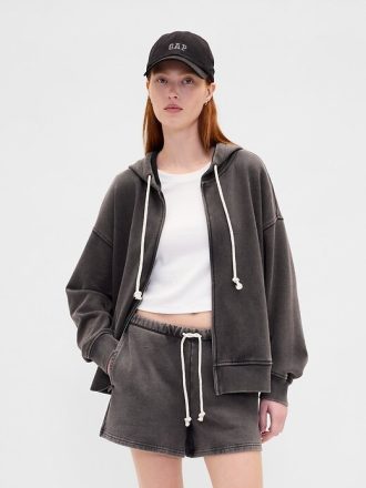 Felpa con cappuccio oversize in French Terry pesante