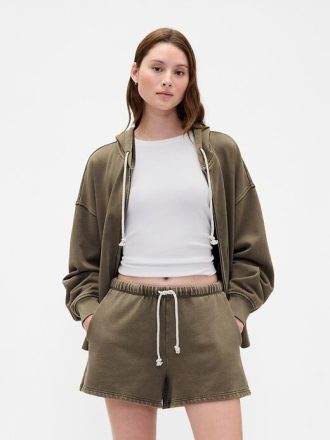 Felpa con cappuccio oversize in French Terry pesante