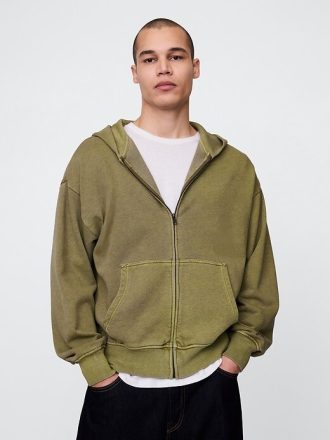 Felpa con cappuccio oversize in French Terry pesante