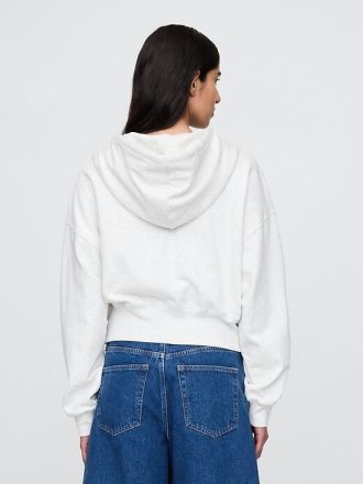 Felpa con cappuccio oversize in spugna francese con zip e zeppa