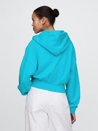 Felpa con cappuccio oversize in spugna francese con zip e zeppa