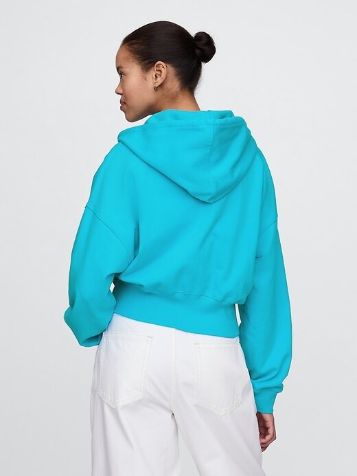 Felpa con cappuccio oversize in spugna francese con zip e zeppa Felpa con cappuccio oversize in spugna francese con zip e zeppa