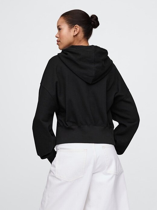 Felpa con cappuccio oversize in spugna francese con zip e zeppa Felpa con cappuccio oversize in spugna francese con zip e zeppa