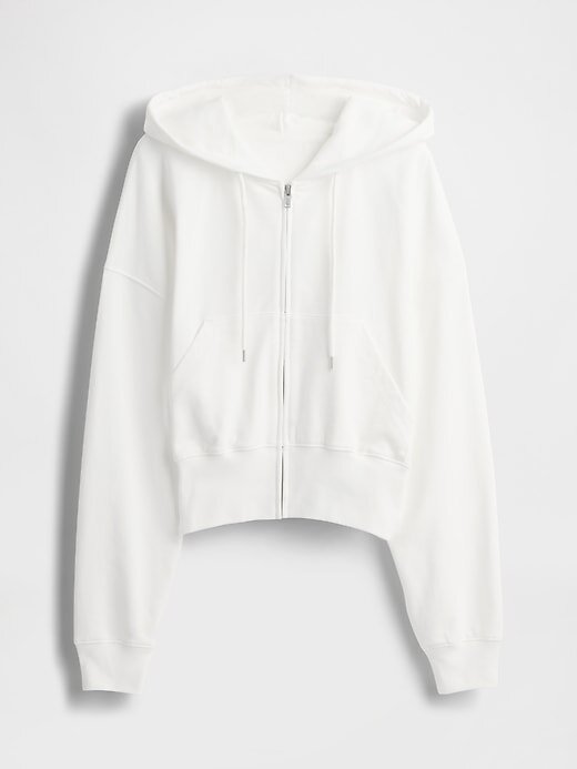 Felpa con cappuccio oversize in spugna francese con zip e zeppa Felpa con cappuccio oversize in spugna francese con zip e zeppa