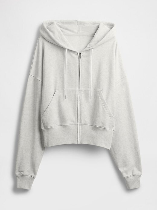 Felpa con cappuccio oversize in spugna francese con zip e zeppa Felpa con cappuccio oversize in spugna francese con zip e zeppa