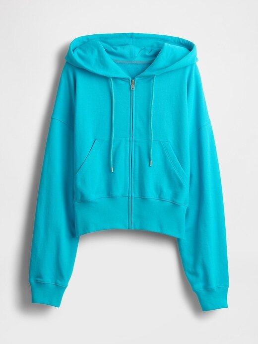 Felpa con cappuccio oversize in spugna francese con zip e zeppa Felpa con cappuccio oversize in spugna francese con zip e zeppa