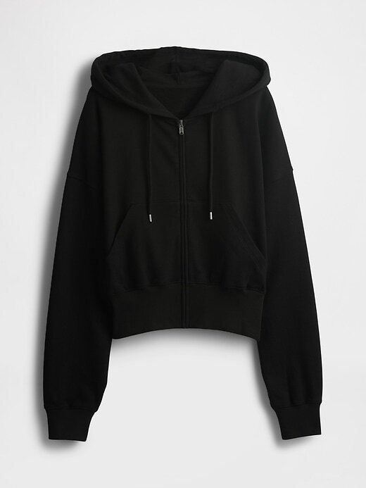 Felpa con cappuccio oversize in spugna francese con zip e zeppa Felpa con cappuccio oversize in spugna francese con zip e zeppa