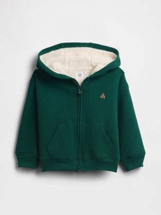 Felpa con cappuccio termica con cerniera e fodera in sherpa per neonati e bambini piccoli