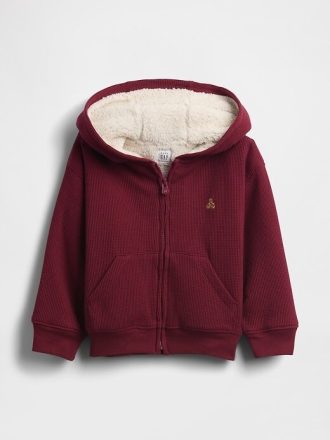 Felpa con cappuccio termica con cerniera e fodera in sherpa per neonati e bambini piccoli