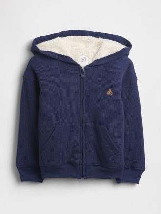 Felpa con cappuccio termica con cerniera e fodera in sherpa per neonati e bambini piccoli