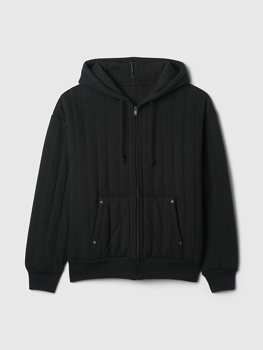 Felpa con cappuccio trapuntata con zip e fodera a nido d’ape Felpa con cappuccio trapuntata con zip e fodera a nido d’ape