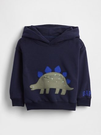 Felpa con cappuccio VintageSoft Dino-Pocket per neonati e bambini