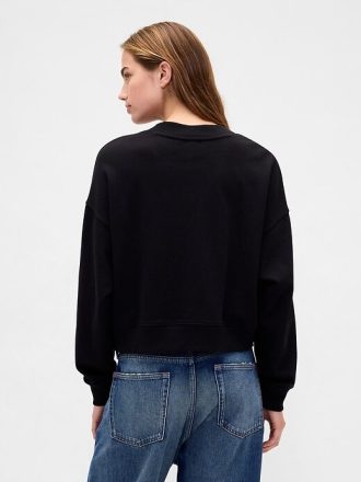 Felpa corta con scollo a V in French Terry