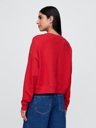 Felpa corta con scollo a V in French Terry