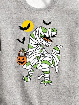 Felpa girocollo in pile con stampa T-Rex Mummy per bambini