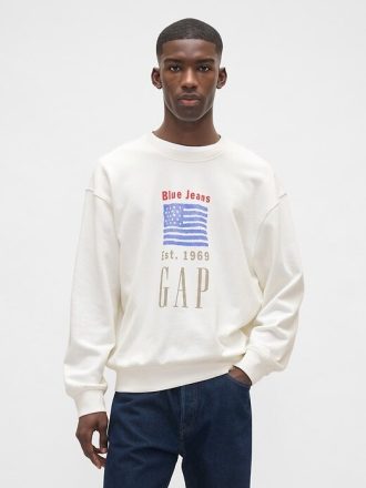 Felpa oversize con logo in spugna francese pesante