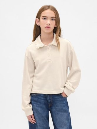 Felpa polo in spugna francese con pizzo per bambini