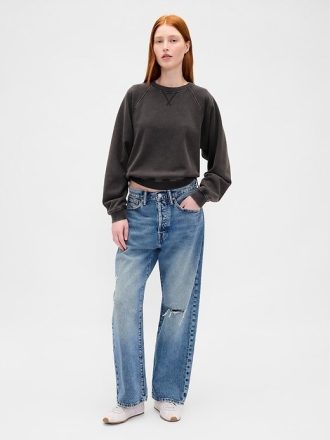 Felpa raglan in spugna francese pesante