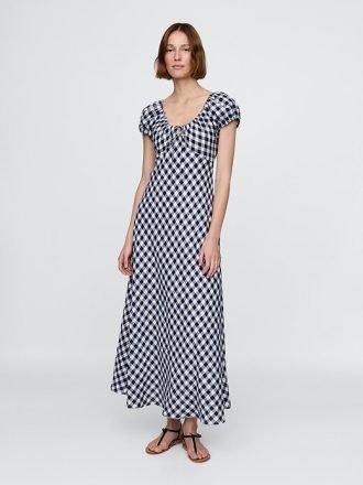 Gap × DÔEN Abito midi a quadretti 100% lino