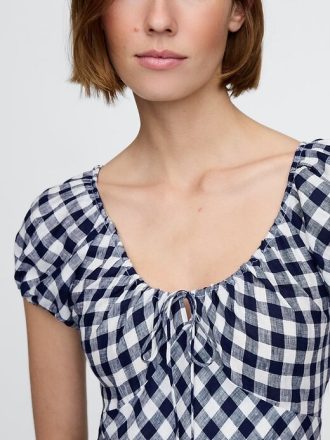 Gap × DÔEN Abito midi a quadretti 100% lino