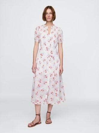 Gap × DÔEN Abito midi floreale con pieghe