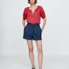 Gap × DÔEN Pantaloncini in denim a pieghe a vita alta