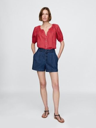 Gap × DÔEN Pantaloncini in denim a pieghe a vita alta