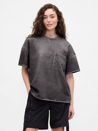 Gap × T-shirt in denim lavorato a maglia con tasca per adulti BÉIS