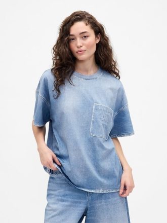 Gap × T-shirt in denim lavorato a maglia con tasca per adulti BÉIS