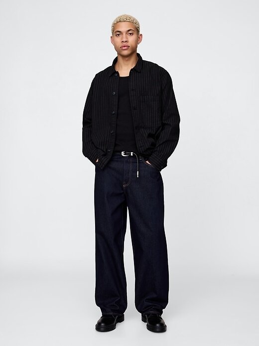 Giacca a camicia a righe in denim Giacca a camicia a righe in denim