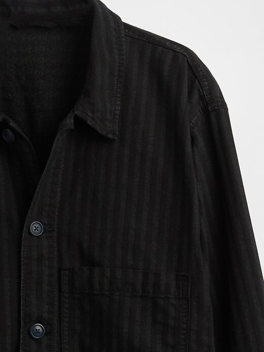 Giacca a camicia a righe in denim Giacca a camicia a righe in denim