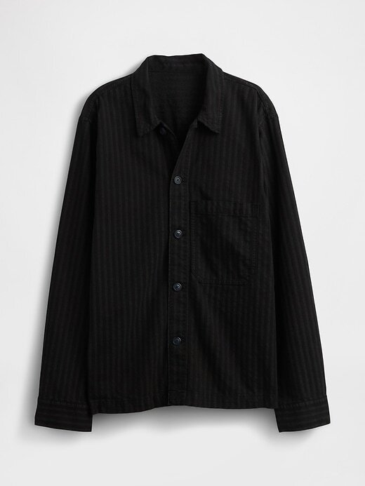 Giacca a camicia a righe in denim Giacca a camicia a righe in denim