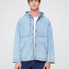 Giacca anorak oversize in denim ripstop con cerniera